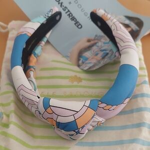 Lele Sadoughi X Solid & Striped Blue and Pink Patterned Knottes Headband